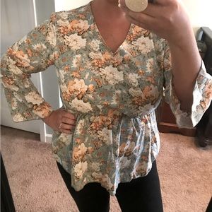 Shein Curve 0XL Floral Peplum Blouse
